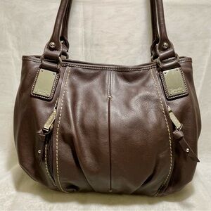Tignanello Rich Brown Italian Leather Hobo Shoulder Bag